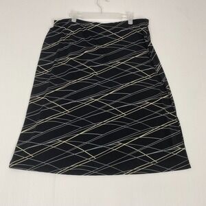 Merona Womens Black  striped‎ mini skirt women's Size XL Stretch elastic waist